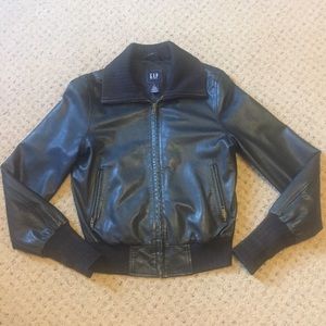 Gap leather bomber jacket